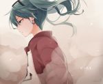  1girl aqua_eyes aqua_hair casual earrings glasses_on_head hatsune_miku jewelry kuroi_(liar-player) long_hair profile solo twintails vocaloid 