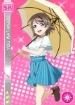 blue_eyes blush character_name dress grey_hair love_live!_school_idol_festival love_live!_sunshine!! official_art short_hair smile umbrella watanabe_you