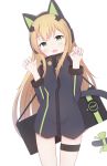  absurdres brown_hair cat_tail girls_frontline green_eyes highres long_coat long_hair looking_at_viewer open_mouth paw_pose solo tail tmp_(girls_frontline) 