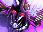  1boy 80s broken_horn cyclonus decepticon glowing glowing_eyes horns ichira-san looking_at_viewer machine machinery mecha no_humans oldschool personification red_eyes robot solo transformers upper_body 