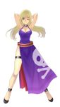  1girl blonde_hair blue_eyes bonne_jenet choker dress full_body highres mark_of_the_wolves purple_dress smile solo tagme wink 