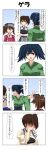  3girls 4koma absurdres black_hair blush breasts brown_hair closed_eyes comic commentary_request covering_mouth flying_sweatdrops grey_eyes hair_between_eyes hair_ribbon hand_on_own_head highres japanese_clothes kaga_(kantai_collection) kantai_collection kariginu kimono large_breasts long_hair long_sleeves magatama multiple_girls muneate open_mouth outstretched_arms rappa_(rappaya) ribbon ryuujou_(kantai_collection) side_ponytail smile souryuu_(kantai_collection) translation_request trembling twintails visor wide_sleeves 