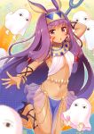  1girl ankh bangs blunt_bangs breasts commentary_request dark_skin earrings egyptian egyptian_clothes eyebrows_visible_through_hair facial_mark fate/grand_order fate_(series) glint hairband hoop_earrings jewelry long_hair looking_at_viewer medium_breasts medjed navel nitocris_(fate/grand_order) pelvic_curtain purple_hair revealing_clothes revision see-through serino_itsuki sidelocks solo very_long_hair violet_eyes 