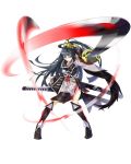  1girl ahoge black_hair full_body hair_ornament katana long_hair official_art okayama_(oshiro_project) oshiro_project oshiro_project_re sword transparent_background tsurukame very_long_hair violet_eyes weapon 