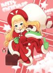  blue_eyes christmas frog gift hat long_hair original sack sango_(artist) santa_costume 