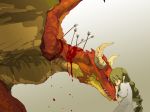  bad_id bleeding blood braid brown_hair dragon fantasy name_(pixiv) original sad tears wound wyvern 