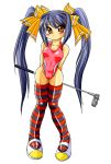  competition_swimsuit golf_club ichiyasu kooh long_hair one-piece_swimsuit pangya red_eyes swimsuit thigh-highs thighhighs twintails 