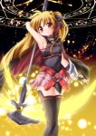  blonde_hair energy_blade fate_testarossa long_hair magic_circle mahou_shoujo_lyrical_nanoha octagram red_eyes ribbon ribbons scythe star_of_lakshmi thigh-highs thighhighs twintails very_long_hair zettai_ryouiki 