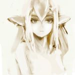  highres kemono monochrome monster monster_girl mutio nude pointy_ears therianthrope tyuurippu_taisa 