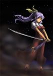  kou_(pixiv27343) purple_hair ribbon solo sword touhou watatsuki_no_yorihime weapon 