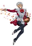  archer basket fabulous fate/stay_night fate_(series) hazama_(perdition) hazama_(pixiv11656) maid male petals solo white_hair 