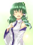  green_hair kochiya_sanae open_mouth smile takemori_shintarou touhou 