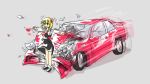 blonde_hair car crash maguro_(komagome) motor_vehicle outstretched_arms ribbon ribbons rumia skirt smile spread_arms touhou vehicle 