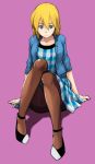  blue_eyes highres pantyhose plaid sitting skirt tachibana_midori tartan 