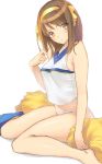  bottomless brown_eyes brown_hair cheerleader hairband kage_yuu midriff no_pants panties pom_poms short_hair suzumiya_haruhi suzumiya_haruhi_no_yuuutsu underwear white_panties 