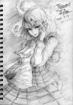  kazami_yuuka long_skirt melonpan_(artist) monochrome short_hair skirt touhou traditional_media 