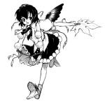  geta monochrome shameimaru_aya short_hair skirt tengu-geta touhou wings 