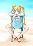 beach blonde_hair blue_eyes blush genderswap legs long_hair naruko naruto sitting twintails uzumaki_naruto 