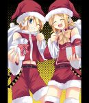  christmas kagamine_len kagamine_rin santa_costume siblings thighhighs twins vocaloid 