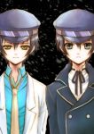  dual_persona grey_eyes hat hijiri_ruka labcoat lowres persona persona_4 shirogane_naoto yellow_eyes 