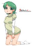  green_hair kneeling oekaki onija_taro onija_tarou short_hair socks sweater turtleneck 