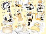  bathing dog eating food fruit holding holding_fruit juice kagamine_len male miniboy pajamas singing sleeping tama_(songe) translation_request vocaloid 