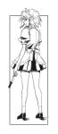  braid izayoi_sakuya knife maid monochrome skirt touhou twin_braids weapon 