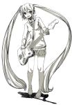  guitar hatsune_miku instrument long_hair monochrome skirt socks sweater twintails very_long_hair vocaloid yada_ei 
