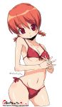  bikini_bottom bikini_top braid erect_nipples flat_chest oekaki onija_taro onija_tarou orange_hair pink_eyes short_hair swimsuit twin_braids 