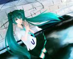  1600x1280 ao_(pixiv448374) aqua_hair bad_id hako_(mypixid) hatsune_miku highres long_hair necktie rain skirt thigh-highs thighhighs twintails umbrella very_long_hair vocaloid wallpaper 