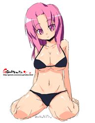  bikini_bottom bikini_top breasts cleavage large_breasts long_hair oekaki onija_taro onija_tarou pink_eyes pink_hair swimsuit under_boob underboob 