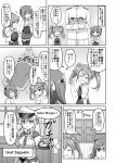  10s 1boy 3girls :d ^_^ admiral_(kantai_collection) box capelet cardboard_box carrying closed_eyes comic commentary_request door failure_penguin fever futon graf_zeppelin_(kantai_collection) greyscale hat headband ice ice_cube in_box in_container kantai_collection long_hair lying military military_uniform miss_cloud monochrome multiple_girls naval_uniform necktie open_mouth out_of_frame peaked_cap short_hair smile sweat taihou_(kantai_collection) translation_request trembling twintails uniform wooden_floor zuikaku_(kantai_collection) 