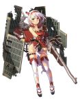  1girl aizuwakamatsu_(oshiro_project) antique_firearm architecture armor breastplate castle east_asian_architecture firearm full_body gun hairband holding holding_weapon horns kekemotsu looking_at_viewer no_panties official_art oshiro_project oshiro_project_re red_eyes rifle shachihoko short_hair smile thigh-highs torn_clothes torn_thighhighs transparent_background wavy_mouth weapon white_hair 