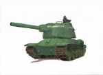 1boy ground_vehicle is-152 military military_vehicle motor_vehicle orzer panzer_front tank tank_helmet white_background 