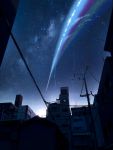  city highres kimi_no_na_wa night night_sky no_humans power_lines rainbow scenery shooting_star sky solafin star_(sky) starry_sky 