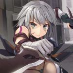  1girl assassin_of_black bandage bandaged_arm bangs black_gloves black_legwear black_panties closed_mouth dagger dual_wielding fate/apocrypha fate_(series) fingerless_gloves gloves grey_eyes grey_hair hinami_(hinatamizu) holding holding_weapon looking_at_viewer outdoors panties reverse_grip scar scar_across_eye scar_on_cheek short_hair sidelocks single_fingerless_glove single_glove solo thigh-highs thighs underwear weapon 