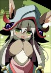  1girl :3 animal_ears big_hat blush flat_chest fur goat_eyes kuro_kaze looking_at_viewer made_in_abyss nanachi_(made_in_abyss) open_mouth simple_background smile solo whiskers white_hair yellow_eyes 