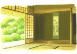  bush commentary_request fusuma hanging_scroll hariken highres indoors leaf no_humans open_door original plant scenery scroll sliding_doors tatami topiary 