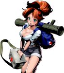  aikawa_madoka backpack bag bazooka blue_eyes brown_hair first_aid_kit metal_slug metal_slug_attack official_art ponytail weapon 