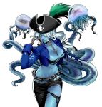  blue_skin elysion_(metal_slug) hat hook_hand jellyfish metal_slug metal_slug_attack official_art pirate pirate_hat tentacle torn_clothes white_hair 