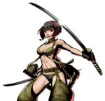  dual_wielding jin_(metal_slug) katana metal_slug metal_slug_attack multicolored_hair official_art pipe red_eyes sword weapon 