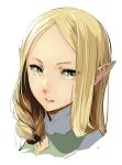  1girl blonde_hair braid character_request elf enami_katsumi green_eyes isekai_shokudou pointy_ears solo white_background 
