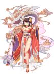  1girl absurdres bare_shoulders black_hair blue_eyes blush breasts character_request cleavage closed_mouth collarbone eyebrows_visible_through_hair full_body high_heels highres large_breasts looking_at_viewer onmyoji red_ribbon ribbon short_hair smile solo youl 