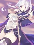  1girl female_my_unit_(fire_emblem:_kakusei) fire_emblem fire_emblem:_kakusei my_unit_(fire_emblem:_kakusei) purple_sky robe smile solo thick_thighs twintails white_hair 