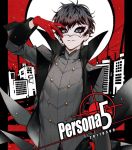  1boy black_hair gloves grey_eyes kurusu_akira looking_at_viewer male_focus mask persona persona_5 short_hair smile yue 