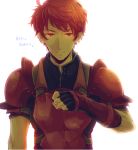  1boy armor crying fingerless_gloves fire_emblem fire_emblem_echoes:_mou_hitori_no_eiyuuou gloves glowing glowing_eyes highres lukas_(fire_emblem) male_focus matumuraaaa red_eyes redhead simple_background solo upper_body white_background 