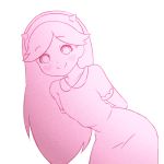  1girl animated animated_gif arms_behind_back bent_over crying dress greyscale hairband heart_cheeks horned_headwear horns long_hair lowres mike_inel monochrome motion_blur pink smile solo star_butterfly star_vs_the_forces_of_evil streaming_tears tears 