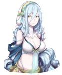  1girl absurdres aqua_(fire_emblem_if) bikini blue_hair breasts fire_emblem fire_emblem_heroes fire_emblem_if hairband highres jackii large_breasts long_hair looking_at_viewer solo swimsuit veil very_long_hair yellow_eyes 