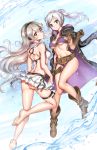  2girls anklet ass athenawyrm bikini bikini_skirt blush boots breasts female_my_unit_(fire_emblem:_kakusei) female_my_unit_(fire_emblem_if) fire_emblem fire_emblem:_kakusei fire_emblem_heroes fire_emblem_if gloves hairband hood jewelry long_hair looking_at_viewer medium_breasts multiple_girls my_unit_(fire_emblem:_kakusei) my_unit_(fire_emblem_if) pointy_ears red_eyes smile swimsuit water white_hair yellow_eyes 