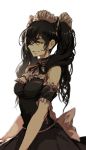  1girl absurdres alternate_costume alternate_hairstyle black_hair commentary detached_sleeves dishwasher1910 gothic_lolita green_eyes highres lolita_fashion maid maid_headdress neo_(rwby) rwby smile solo twintails 